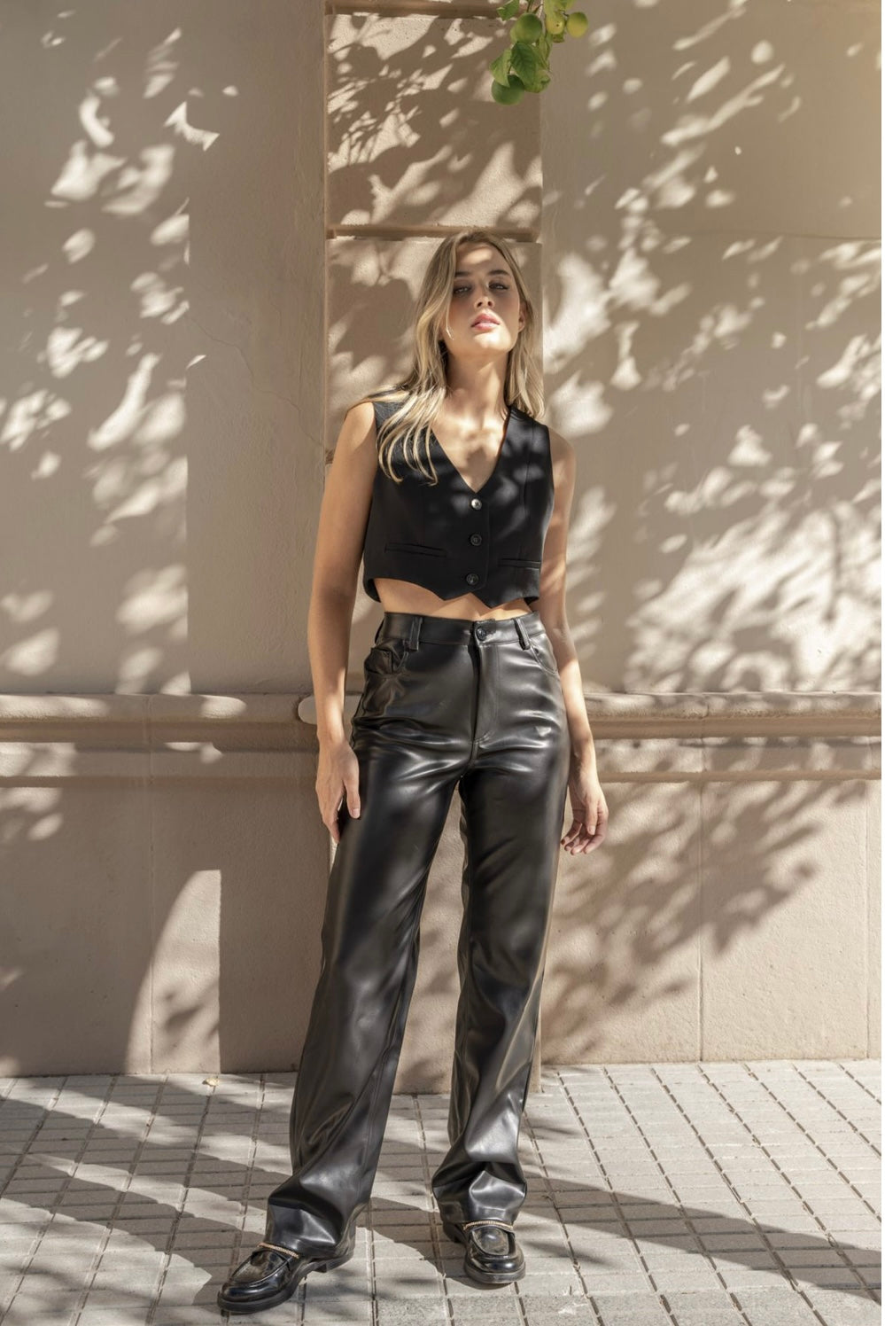 Fake leather pants