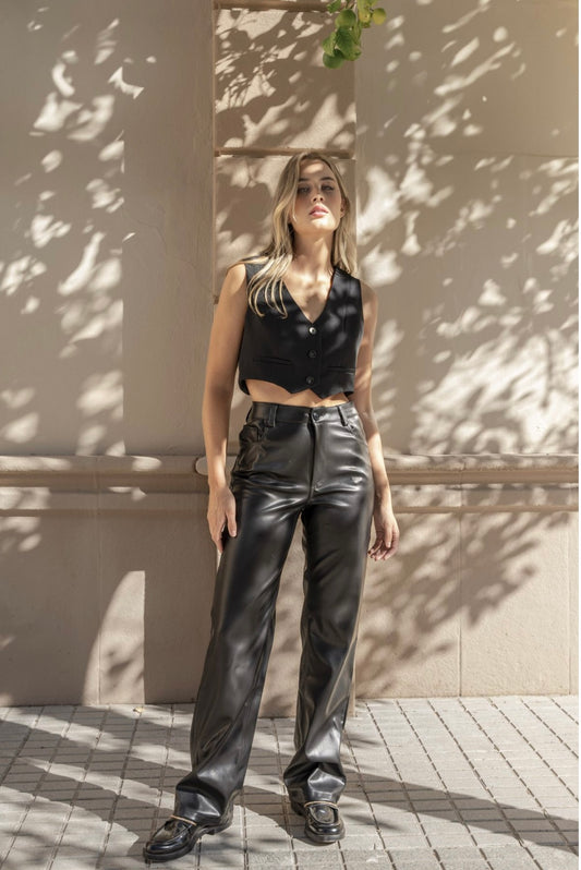 Fake leather pants